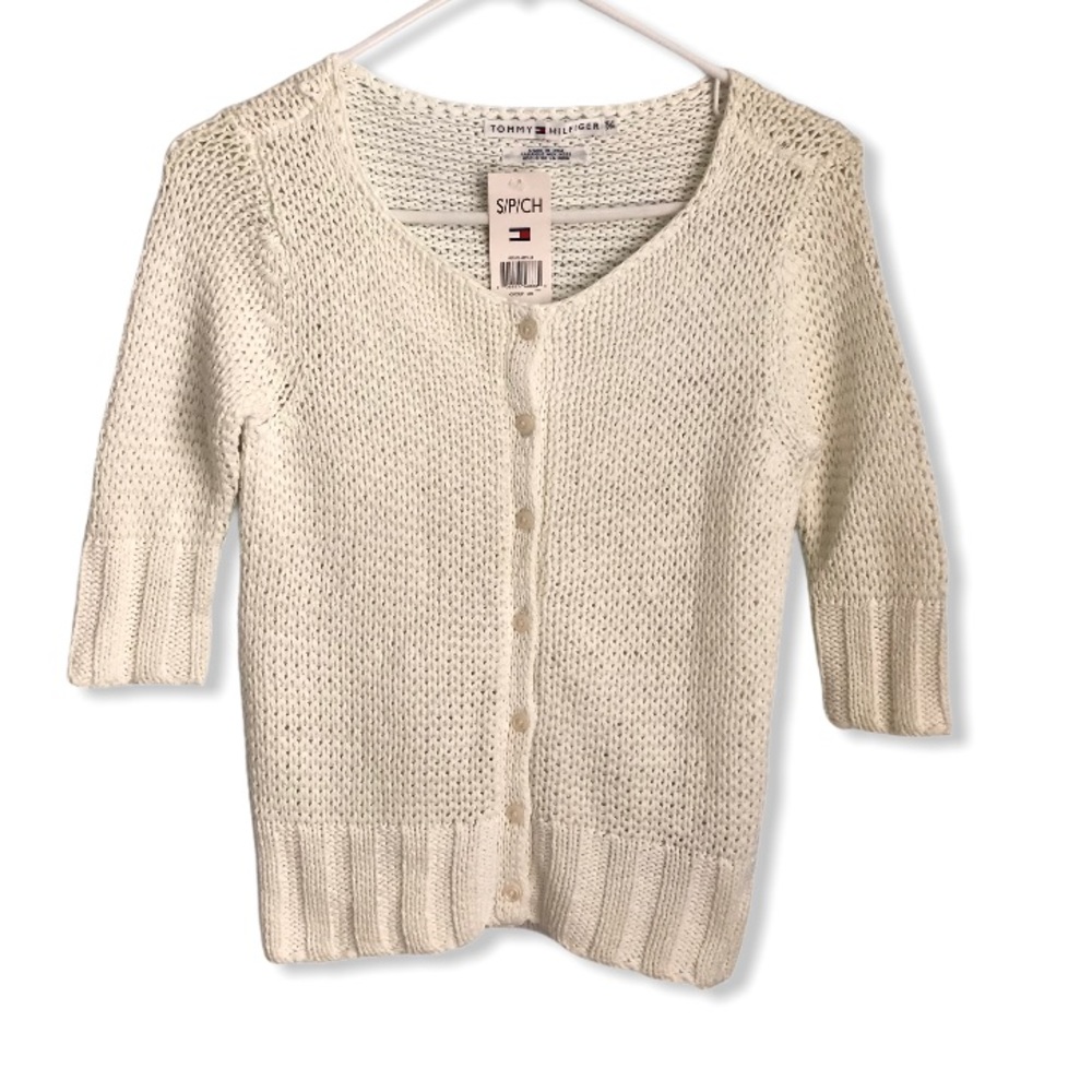 Tommy Hilfiger Cream Short Sleeve Cardigan